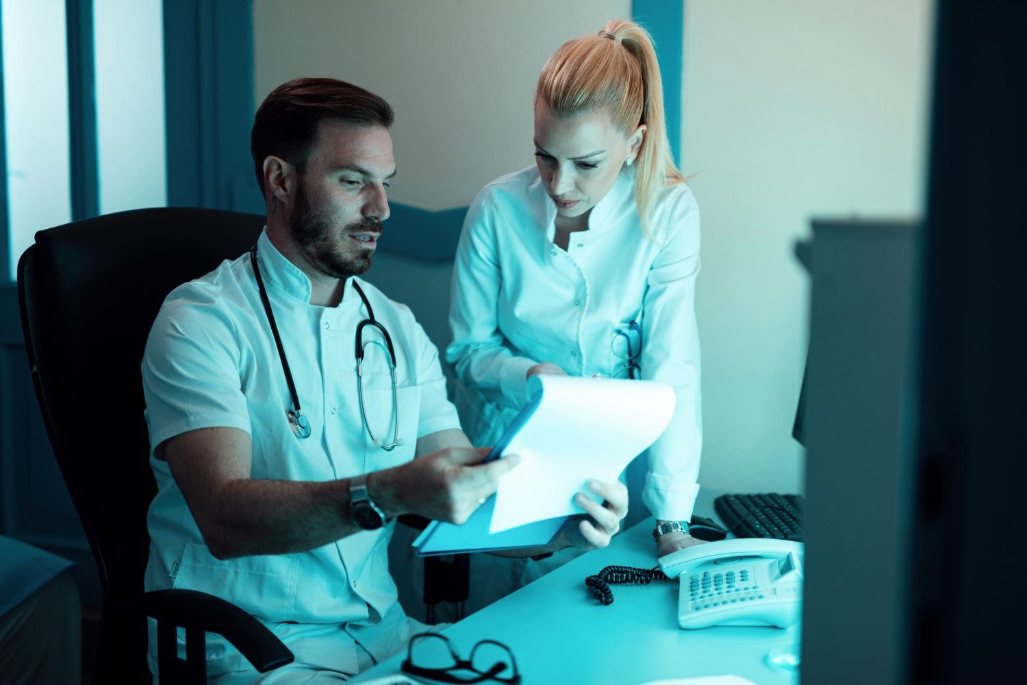 Medical billing services USA with healthcare expert explaining patient reports and medical information